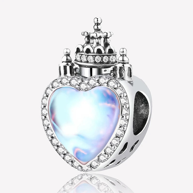 925 Sterling Silver Pendants Zircon Red Love Heart Charms Beads Fit Original Pandora Bracelet Bangles DIY Jewelry For Women