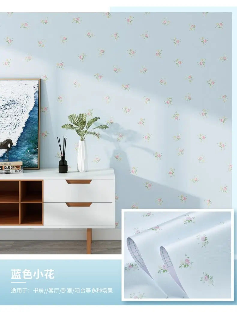 Wallpaper Self-adhesive Moisture-proof Pastoral Flower Living Room Bedroom Waterproof Erasable Wall Sticker Home Decoration