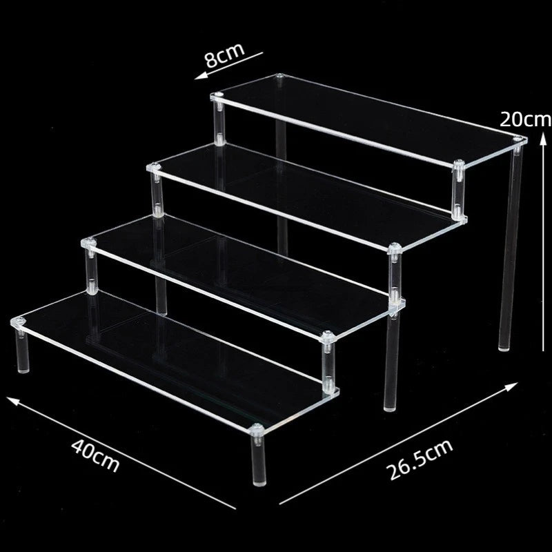 1-5 Tier Acrylic Display Stand Clear Display Riser Rack for Cupcake Perfume Doll Décor Organizer Amiibo Funko POP Figures DC05