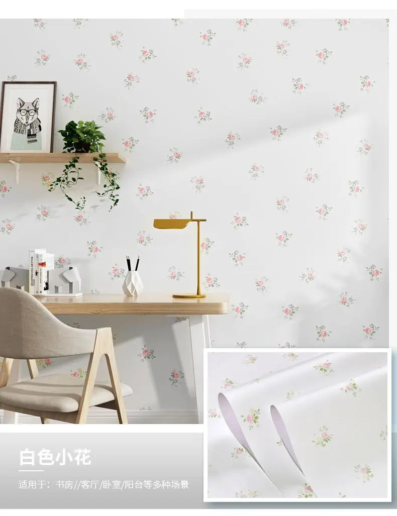Wallpaper Self-adhesive Moisture-proof Pastoral Flower Living Room Bedroom Waterproof Erasable Wall Sticker Home Decoration