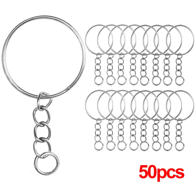 20/100pcs Metal Blank Keyring Keychain Split Rings Keyfob Key Rings Lobster Clasp Key Chain Key Pendant Stainless Steel Rings