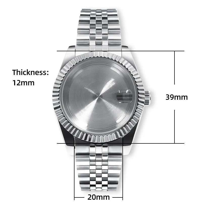 Neiton 36mm/39mm Sapphire Glass For Men Watch Case Fit NH35 NH36 NH34 Movement FashionWaterproof Jubilee Stainless Steel