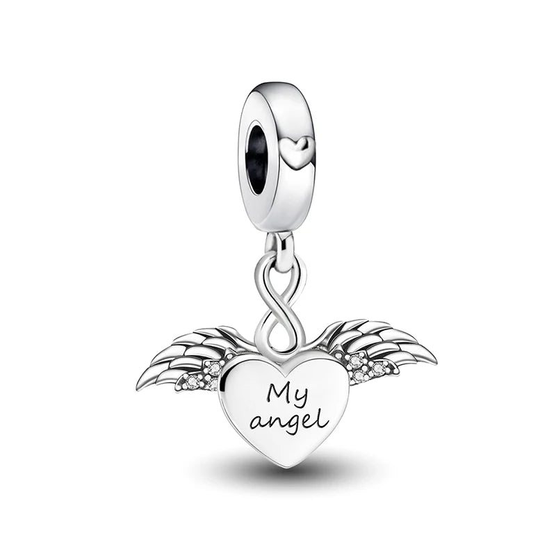 925 Sterling Silver Pendants Zircon Red Love Heart Charms Beads Fit Original Pandora Bracelet Bangles DIY Jewelry For Women