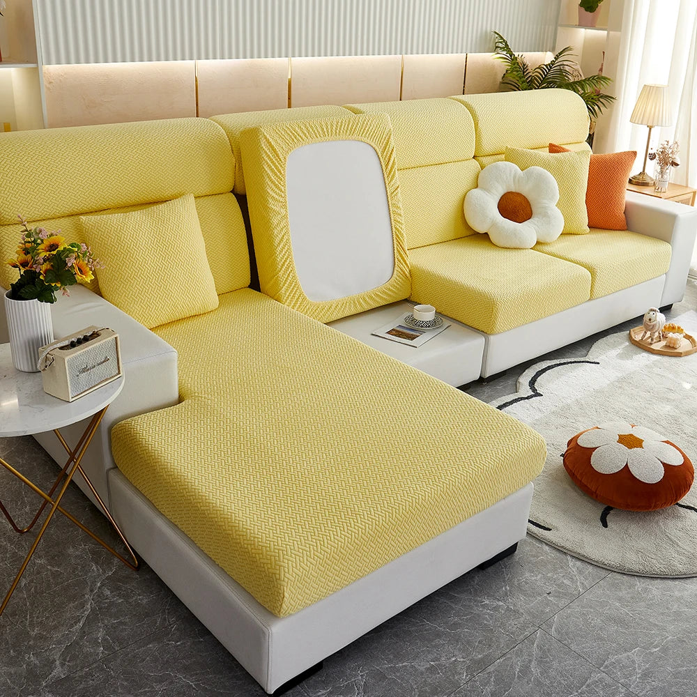 1pc Jacquard Sofa Slipcover Twill Pattern Elastic Sofa Covers Furniture Protector for Bedroom Office Living Room Home Decor