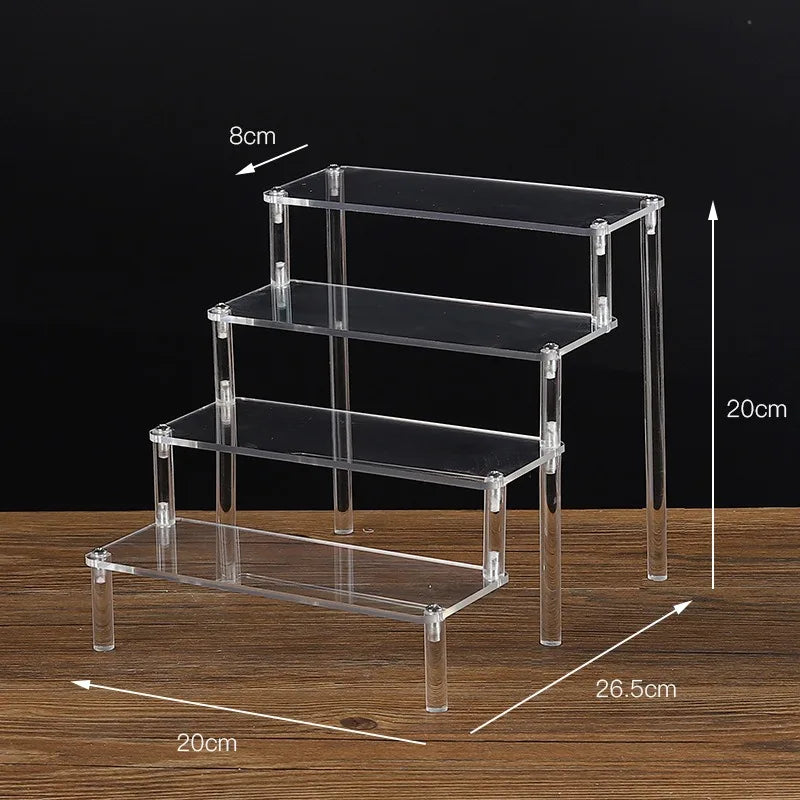 1-5 Tier Acrylic Display Stand Clear Display Riser Rack for Cupcake Perfume Doll Décor Organizer Amiibo Funko POP Figures DC05