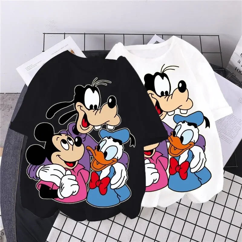 Harajuku Cute Cartoon Duck Print Women T-shirt Fashion 2025 Summer Casual Round Neck Short Sleeve T Shirt Tops Unisex Clothes