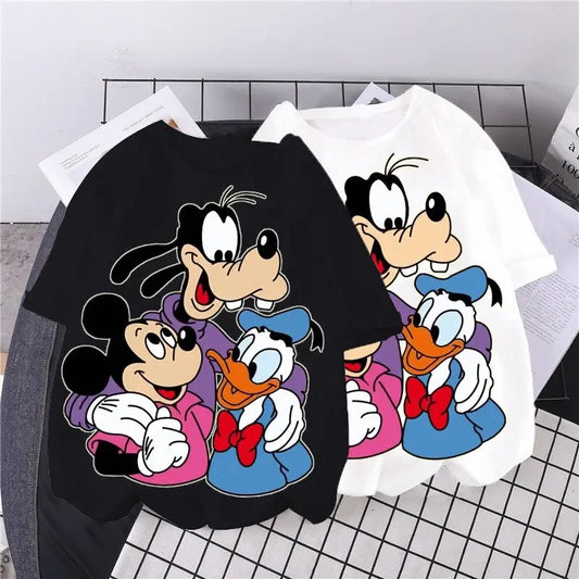 Harajuku Cute Cartoon Duck Print Women T-shirt Fashion 2025 Summer Casual Round Neck Short Sleeve T Shirt Tops Unisex Clothes