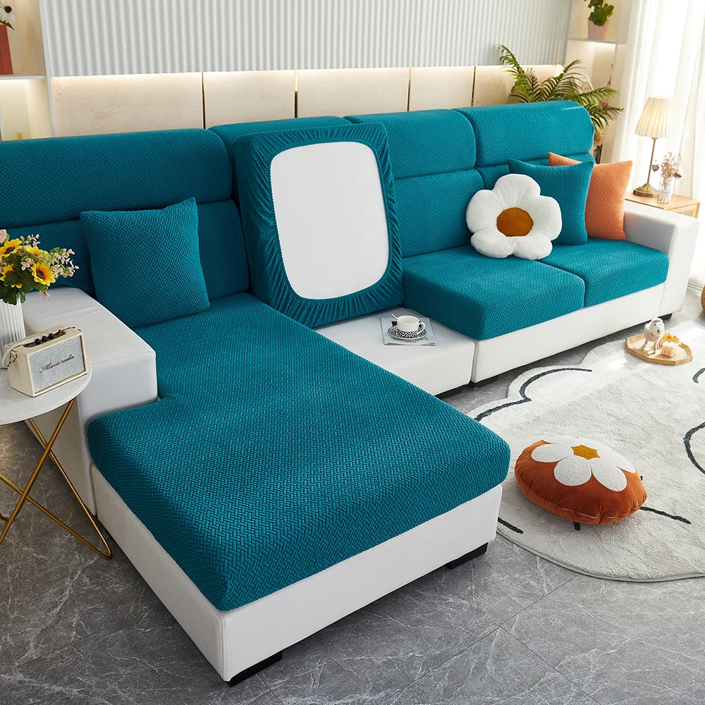 1pc Jacquard Sofa Slipcover Twill Pattern Elastic Sofa Covers Furniture Protector for Bedroom Office Living Room Home Decor