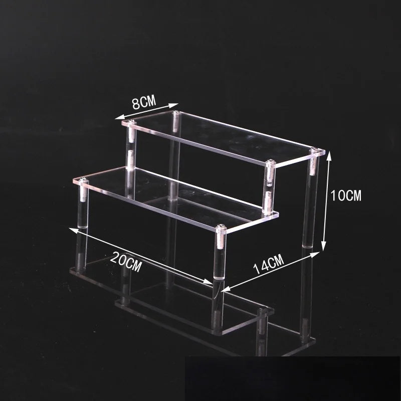 1-5 Tier Acrylic Display Stand Clear Display Riser Rack for Cupcake Perfume Doll Décor Organizer Amiibo Funko POP Figures DC05