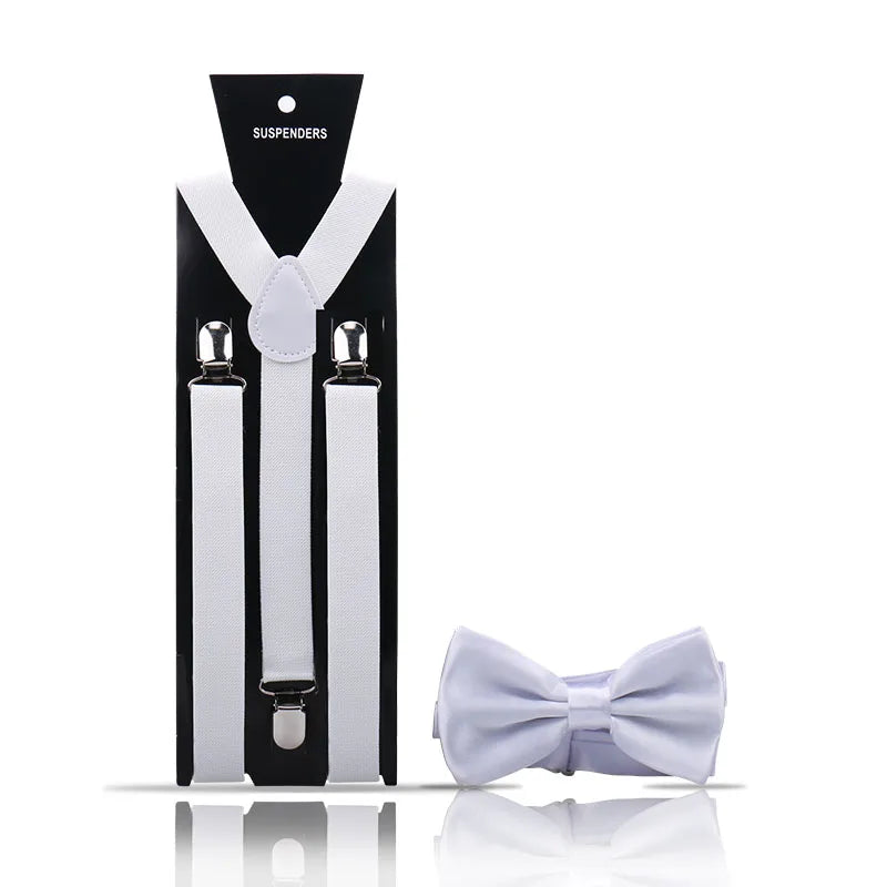 Elegant Fashion Men's Adult Suspenders And Bow Tie Two Piece Set Gentleman Suit Occessories Wedding Business Party Gifts For Men