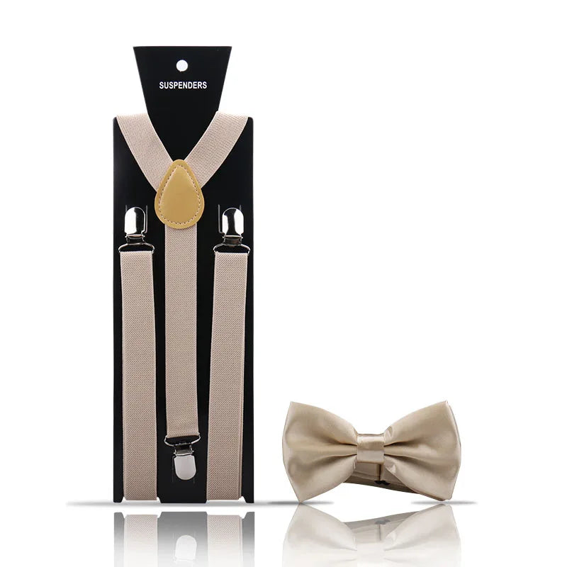 Elegant Fashion Men's Adult Suspenders And Bow Tie Two Piece Set Gentleman Suit Occessories Wedding Business Party Gifts For Men