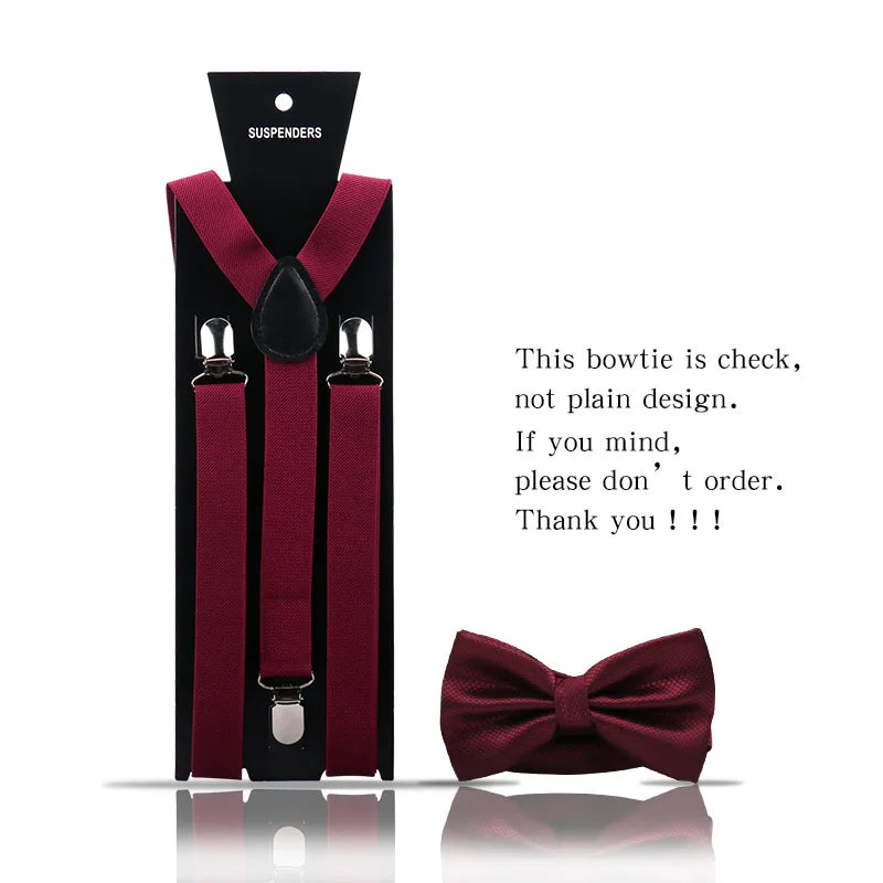 Elegant Fashion Men's Adult Suspenders And Bow Tie Two Piece Set Gentleman Suit Occessories Wedding Business Party Gifts For Men