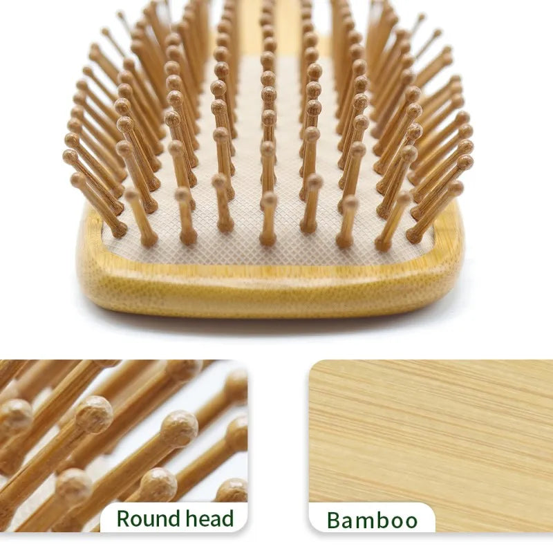 Personalized Wide Tooth Wood Combs for Hair Massage Scalp Bamboo Hair Brush Women Custom Styling Hair Comb Detangling HairBrush