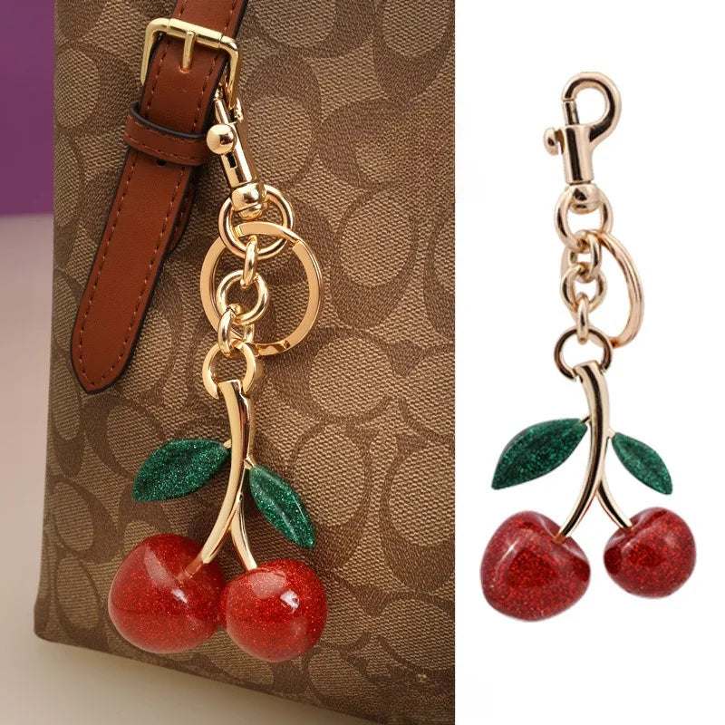 6 styles of cherry pendants suitable for coach bags women's handbags, shoulder bags, and keychain accessories Bag Accessories