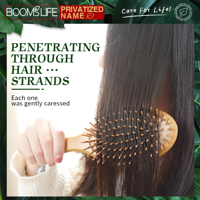 Personalized Wide Tooth Wood Combs for Hair Massage Scalp Bamboo Hair Brush Women Custom Styling Hair Comb Detangling HairBrush