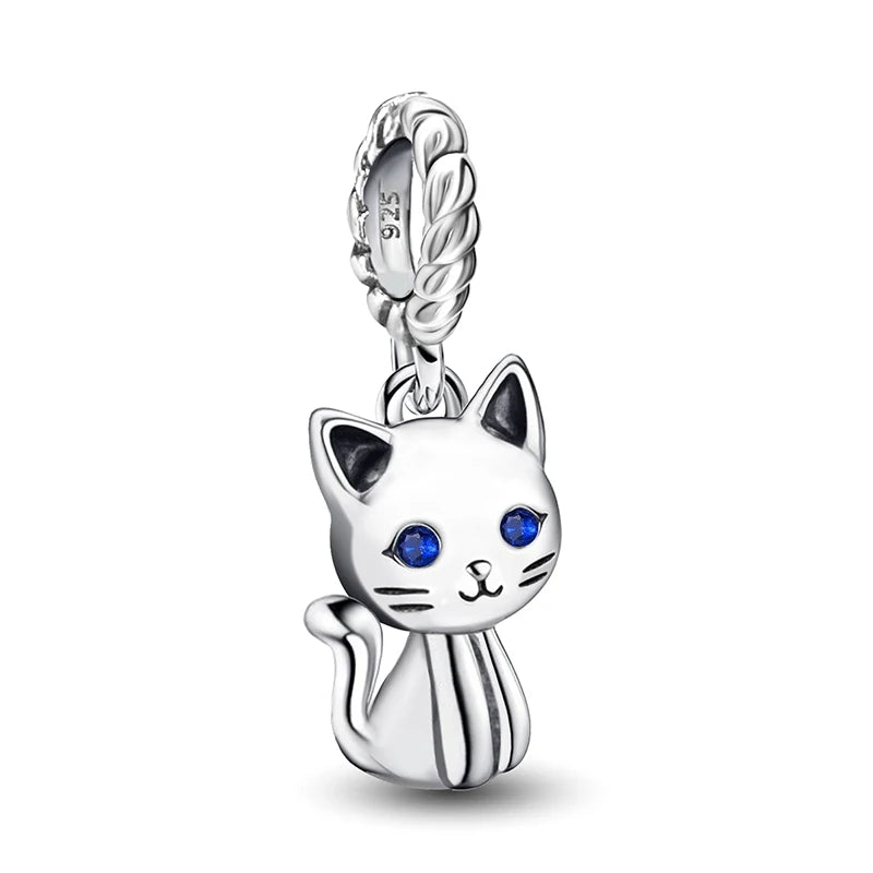 925 Sterling Silver Pendants Zircon Red Love Heart Charms Beads Fit Original Pandora Bracelet Bangles DIY Jewelry For Women