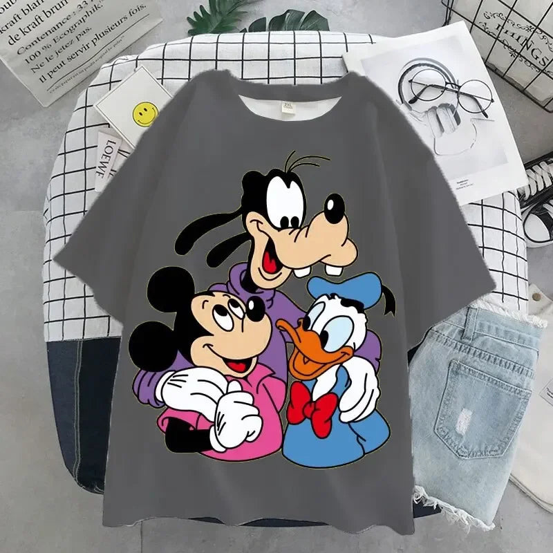 Harajuku Cute Cartoon Duck Print Women T-shirt Fashion 2025 Summer Casual Round Neck Short Sleeve T Shirt Tops Unisex Clothes