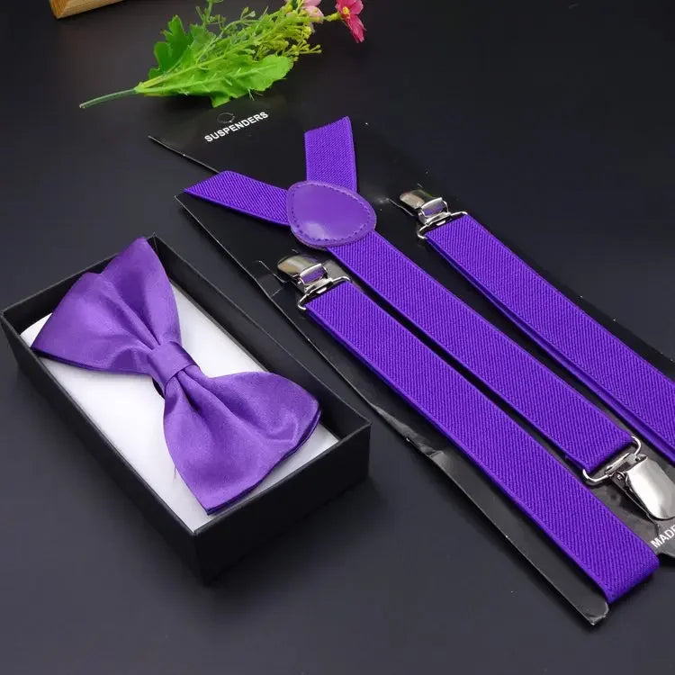 Mens Suspenders Bow Ties Set Women Braces Bowtie Y-back Adjustable Clip-on Elastic Suspender Mens Belts Straps