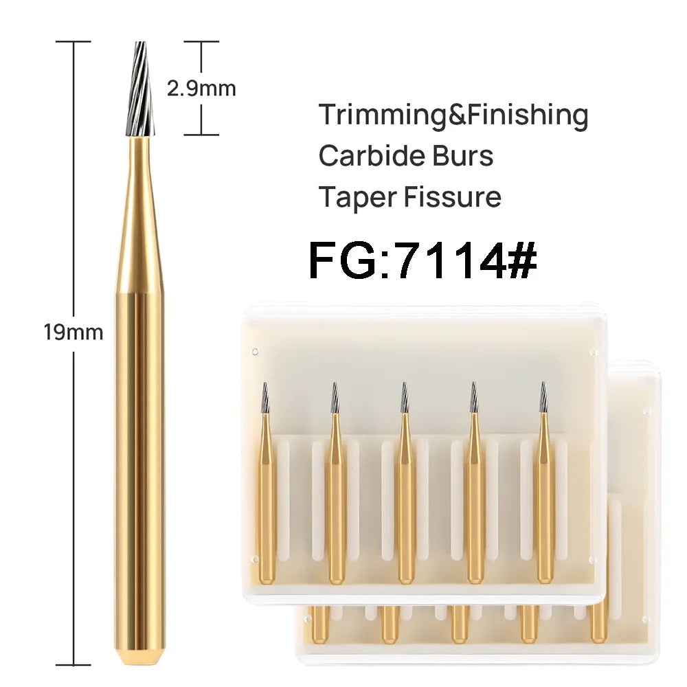 10pcs AZDENT Dental Burs Tungsten Carbide Drill For High Speed Handpiece Trimming & Finishing FG7901/FG7902/FG7406/FG7408/FG7114