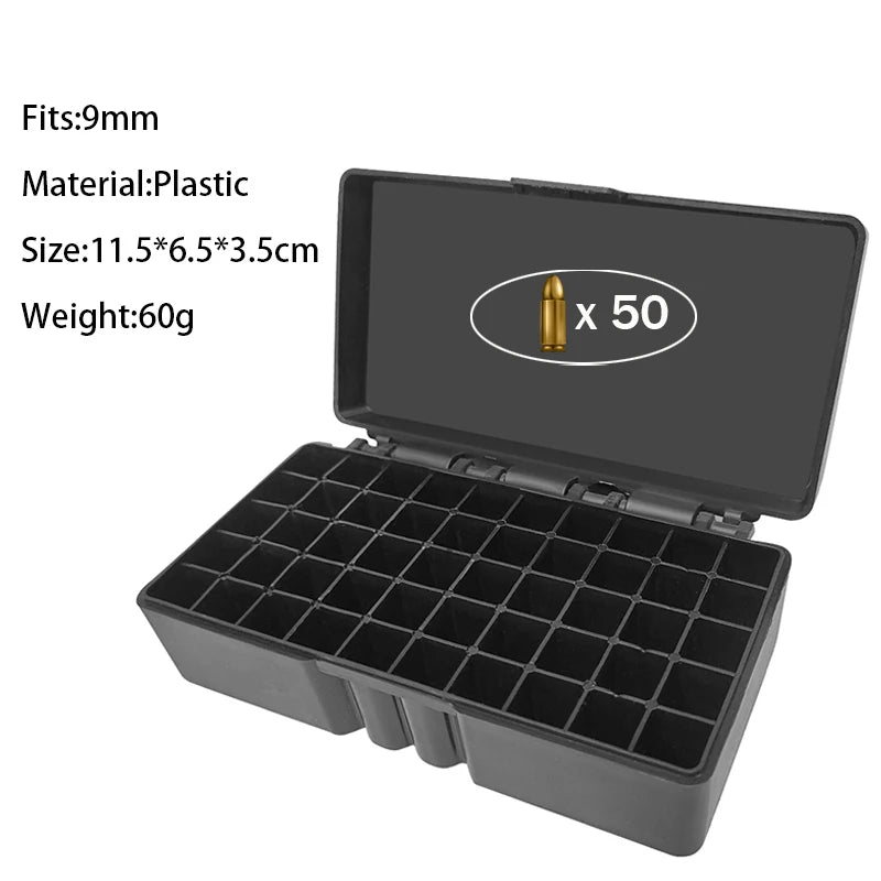 9mm Ammo Box 50/99/216 Rounds Ammunition Storage Bag Bullet Holder Pistol Cartridge Case Outdoor Shooting Hunting Accessories