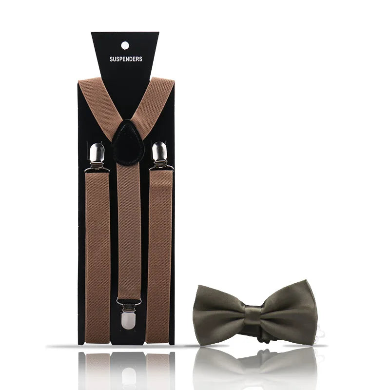 Elegant Fashion Men's Adult Suspenders And Bow Tie Two Piece Set Gentleman Suit Occessories Wedding Business Party Gifts For Men