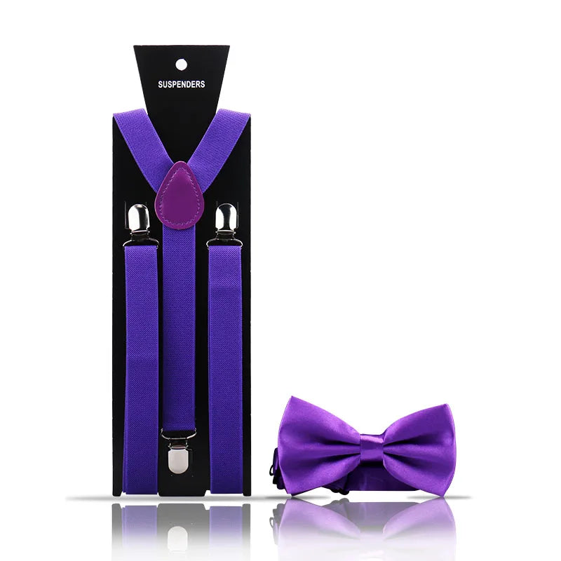 Elegant Fashion Men's Adult Suspenders And Bow Tie Two Piece Set Gentleman Suit Occessories Wedding Business Party Gifts For Men