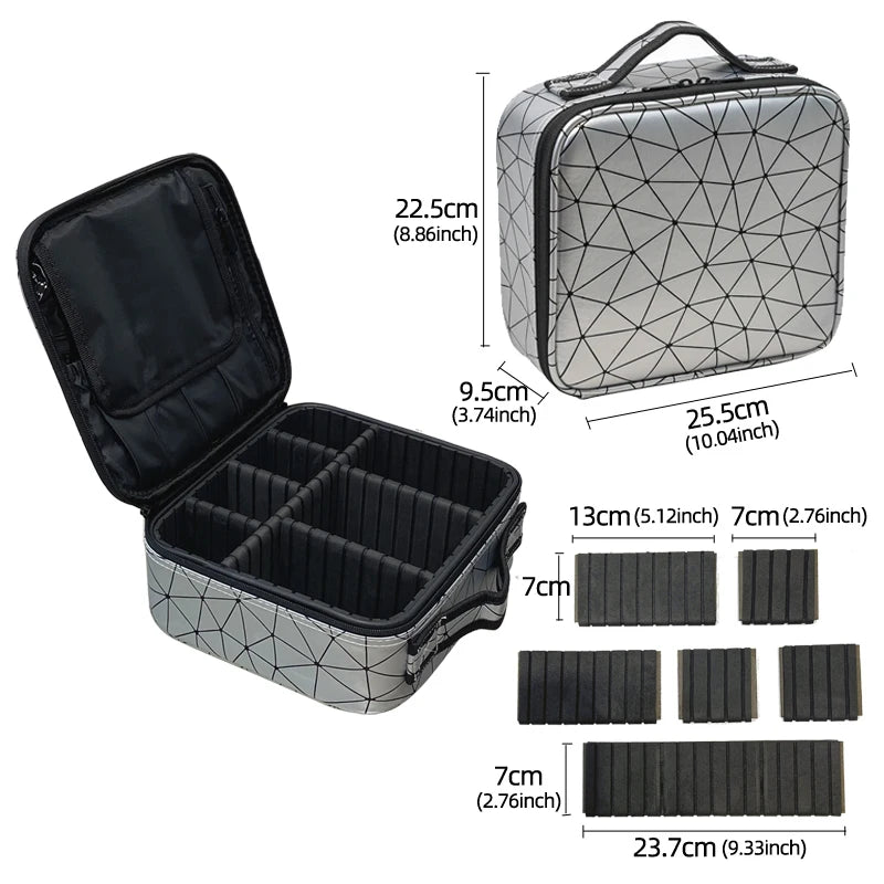 New PU Leather Cosmetic Bag For Women Multi-Functional Portable Travel Storage Makeup Case