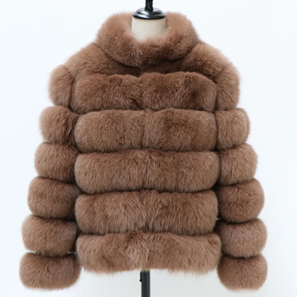 QUEENTINA Winter New Women's Cold Real Fox Fur Coat With Collar Especially Overcoat Leather Female Natural Plus Size 2023 Luxury