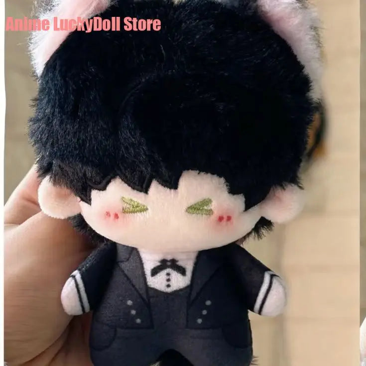 10cm Anime Love and Deepspace Zayne Cosplay Cat Ear Tail Plush Doll Stuffed Toys Fluffy Maumet Puppet Toys Halloween Gift