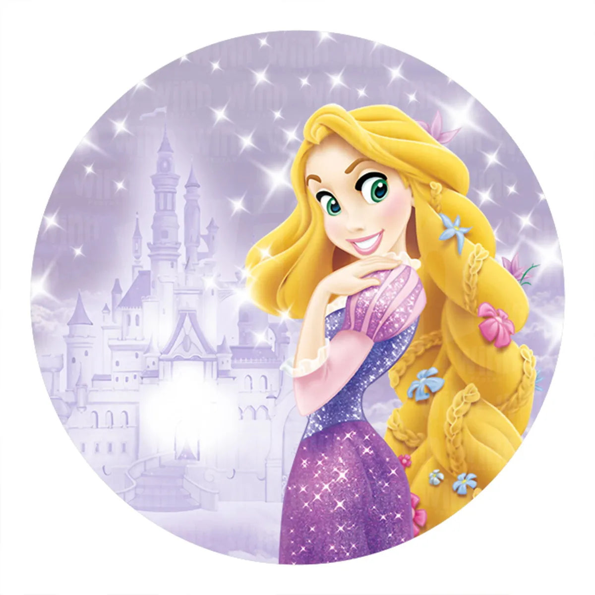 Tangled Rapunzel Princess Circle Backdrop Fairy Tale Castle Long Hair Girl Birthday Party Round Background Photo Studio Covers