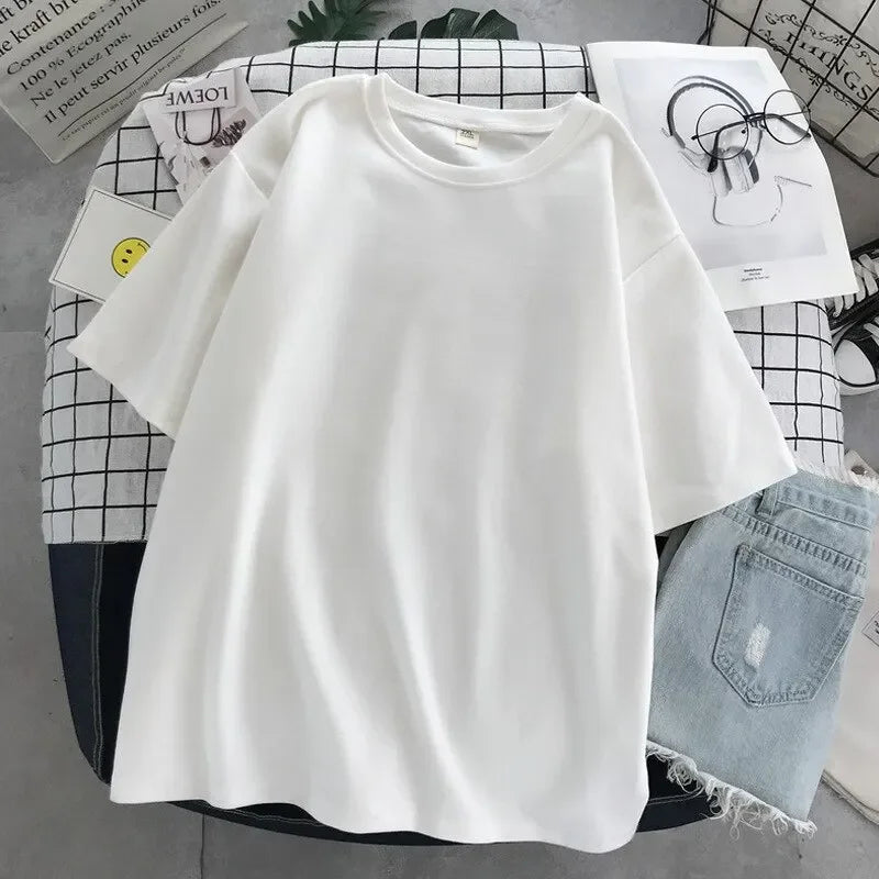 Harajuku Cute Cartoon Duck Print Women T-shirt Fashion 2025 Summer Casual Round Neck Short Sleeve T Shirt Tops Unisex Clothes