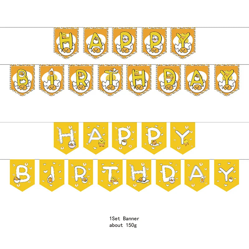 Gudetama An Eggcellent Adventure Theme Disposable Party Decoration Supplie Banner Tablecloth Napkin Kids Toy Packing Baby Shower