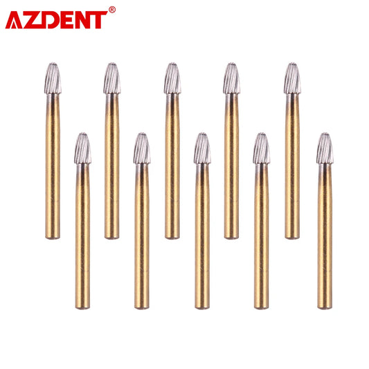 10pcs AZDENT Dental Burs Tungsten Carbide Drill For High Speed Handpiece Trimming & Finishing FG7901/FG7902/FG7406/FG7408/FG7114