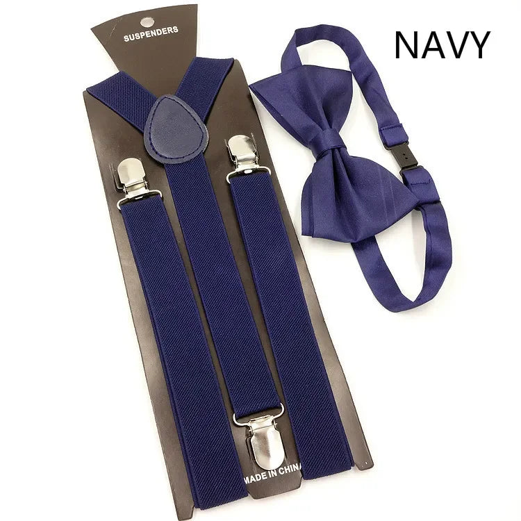 Mens Suspenders Bow Ties Set Women Braces Bowtie Y-back Adjustable Clip-on Elastic Suspender Mens Belts Straps