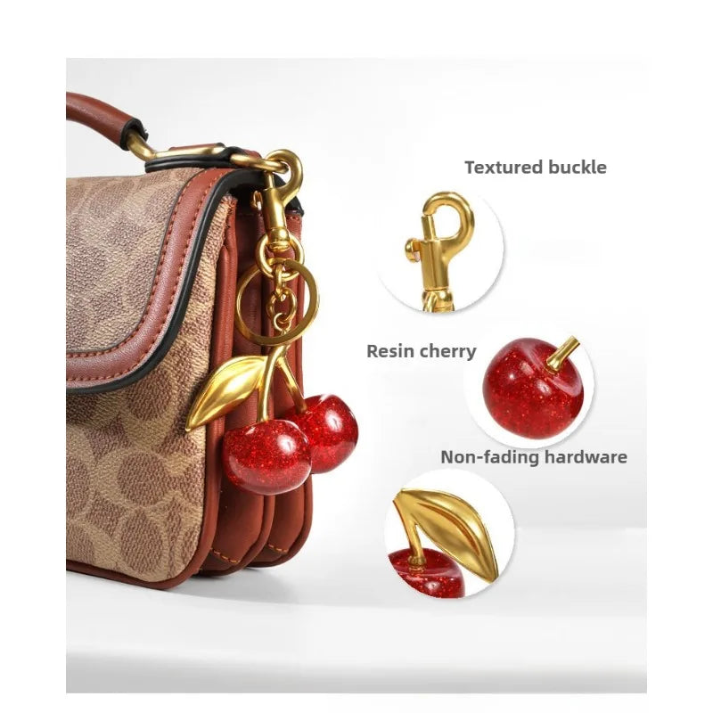6 styles of cherry pendants suitable for coach bags women's handbags, shoulder bags, and keychain accessories Bag Accessories