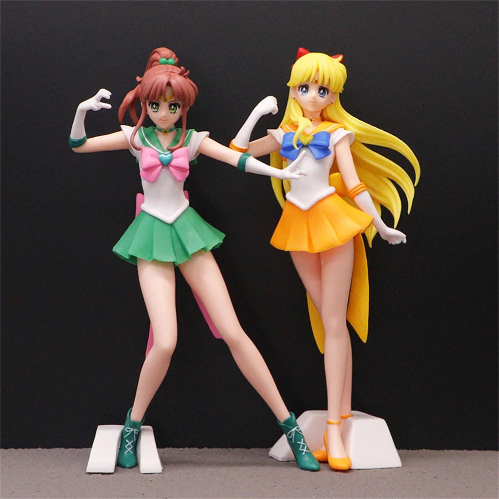 23cm Sailor Moon Anime Figure Sailor Mars Mercury Jupiter Venus Saturn Action Figurine Model Kids Collectible Toys Birthday Gift