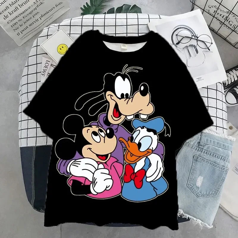 Harajuku Cute Cartoon Duck Print Women T-shirt Fashion 2025 Summer Casual Round Neck Short Sleeve T Shirt Tops Unisex Clothes