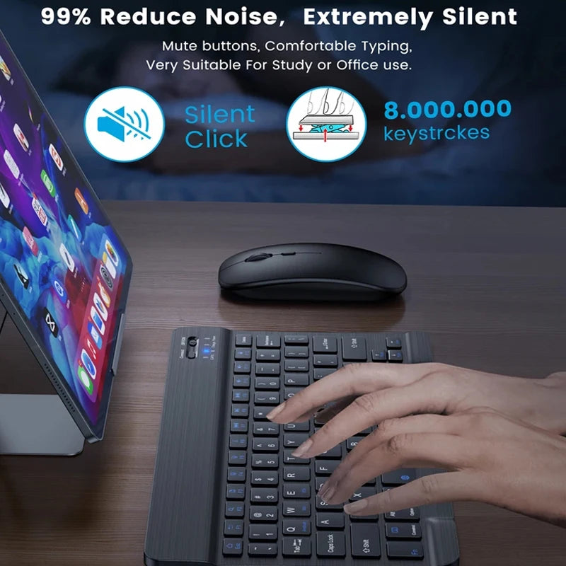 Slim Wireless Keyboard Mouse For iPad Xiaomi Samsung Huawei Phone Tablet Bluetooth-compatible Keyboard For Android IOS Windows