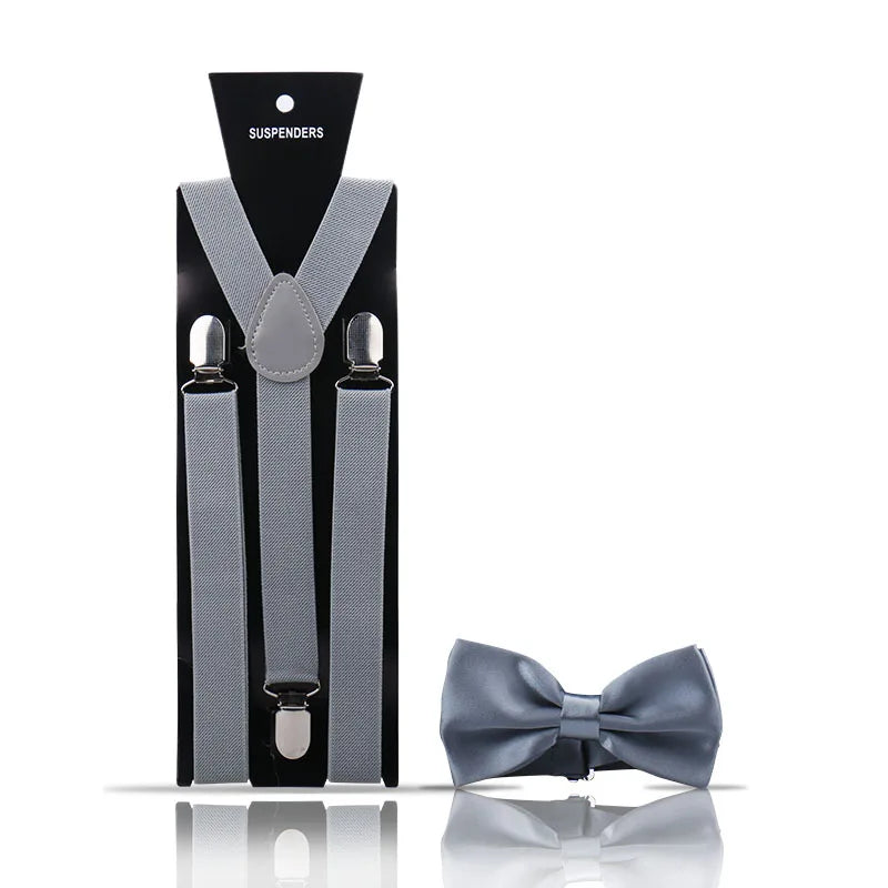 Elegant Fashion Men's Adult Suspenders And Bow Tie Two Piece Set Gentleman Suit Occessories Wedding Business Party Gifts For Men