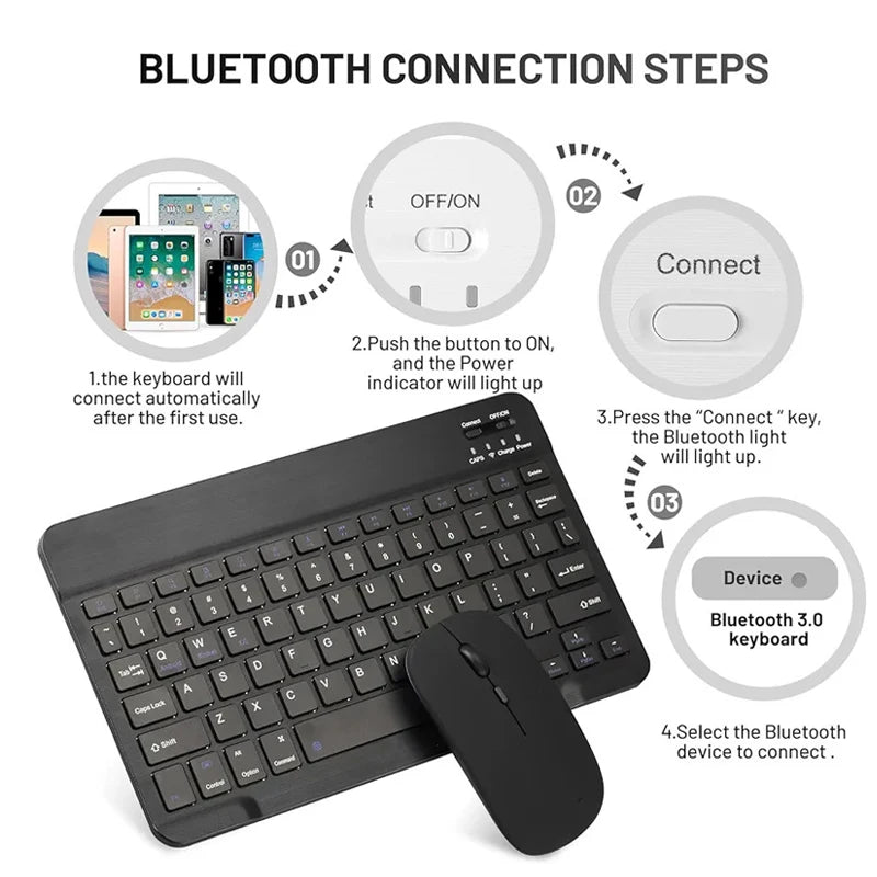 Slim Wireless Keyboard Mouse For iPad Xiaomi Samsung Huawei Phone Tablet Bluetooth-compatible Keyboard For Android IOS Windows