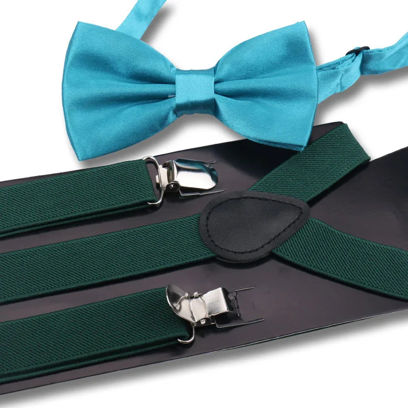 Elegant Fashion Men's Adult Suspenders And Bow Tie Two Piece Set Gentleman Suit Occessories Wedding Business Party Gifts For Men