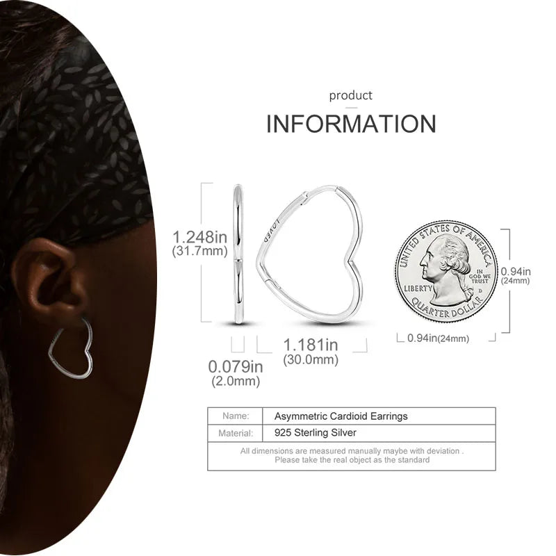 925 Silver Hoop Earrings  For Woman Pendientes Zircon Heart Shape Star Eardrop Original Earring Fashion Jewelry