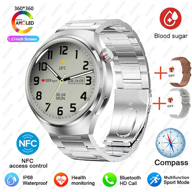 For Huawei Watch 4 Pro NFC Smart Watch Men GPS Sports Tracker 1.53" HD Screen Health Monitor Watches Bluetooth Call SmartWatch