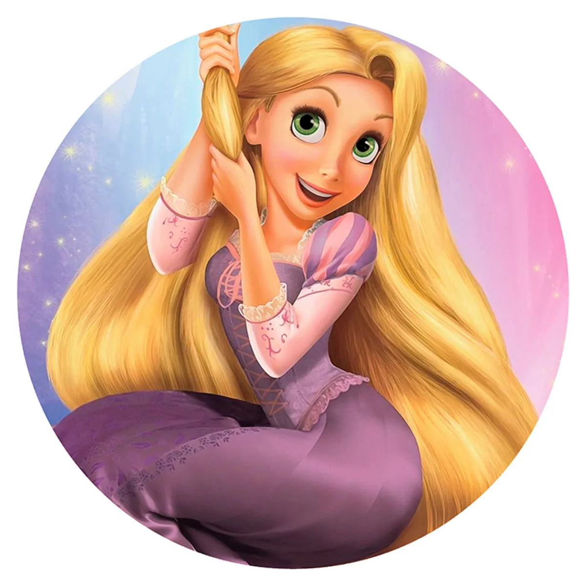 Tangled Rapunzel Princess Circle Backdrop Fairy Tale Castle Long Hair Girl Birthday Party Round Background Photo Studio Covers