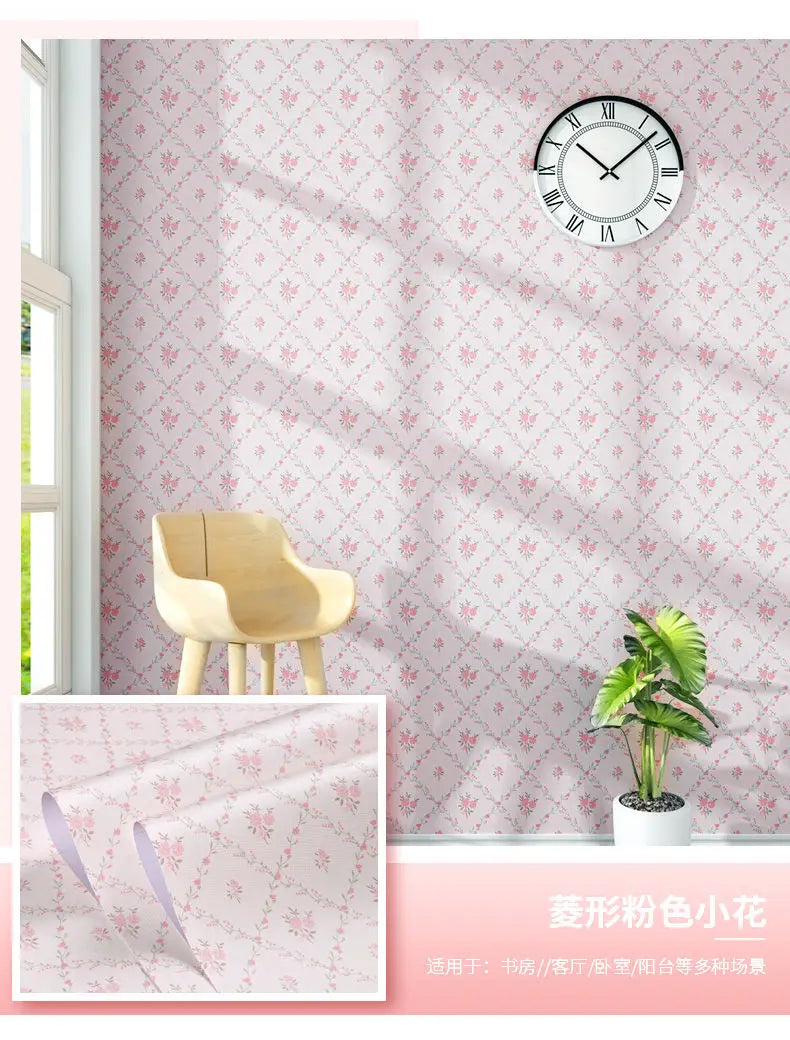 Wallpaper Self-adhesive Moisture-proof Pastoral Flower Living Room Bedroom Waterproof Erasable Wall Sticker Home Decoration