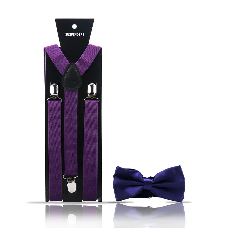 Elegant Fashion Men's Adult Suspenders And Bow Tie Two Piece Set Gentleman Suit Occessories Wedding Business Party Gifts For Men