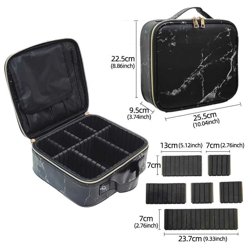 New PU Leather Cosmetic Bag For Women Multi-Functional Portable Travel Storage Makeup Case