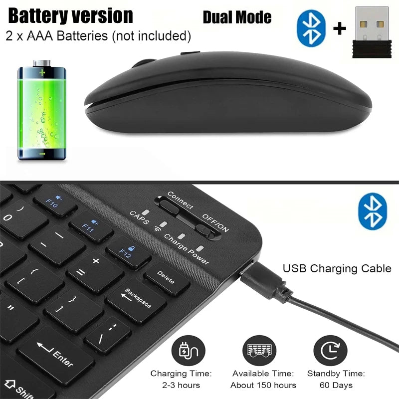 Slim Wireless Keyboard Mouse For iPad Xiaomi Samsung Huawei Phone Tablet Bluetooth-compatible Keyboard For Android IOS Windows