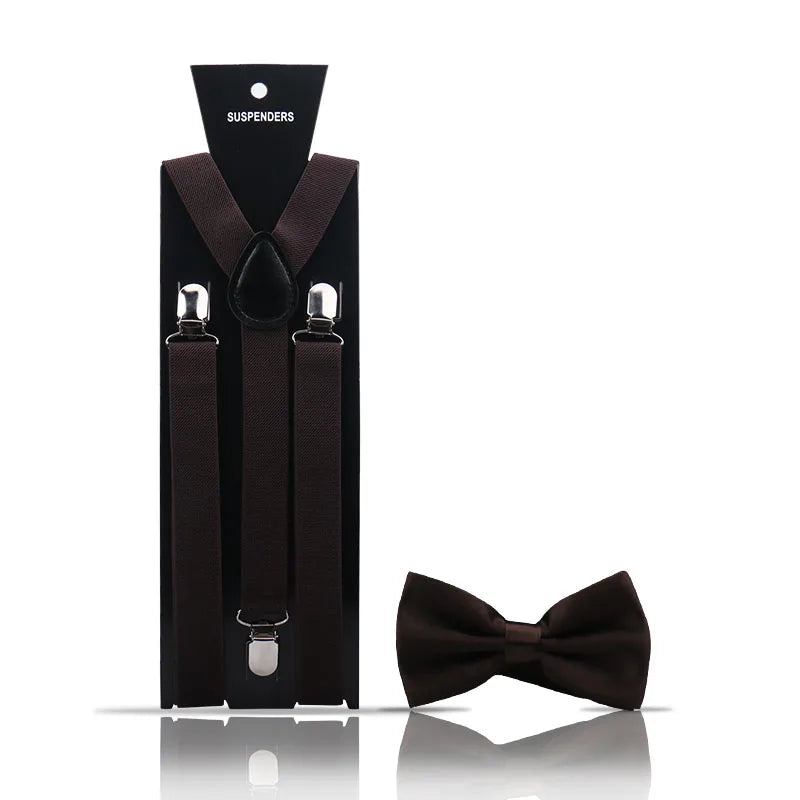 Elegant Fashion Men's Adult Suspenders And Bow Tie Two Piece Set Gentleman Suit Occessories Wedding Business Party Gifts For Men