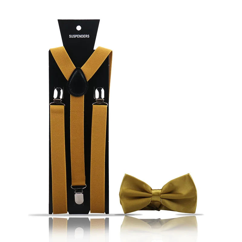 Elegant Fashion Men's Adult Suspenders And Bow Tie Two Piece Set Gentleman Suit Occessories Wedding Business Party Gifts For Men